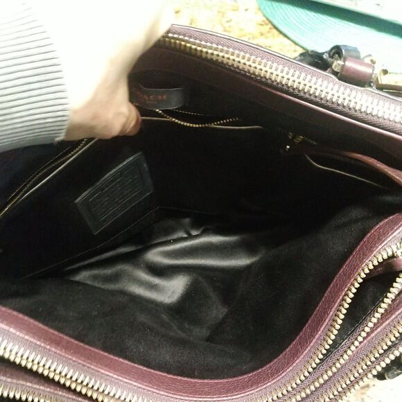 COACH 28160 BOROUGH Pebbled Oxblood Leather Satchel Handbag Rare Retired - Picture 8 of 12